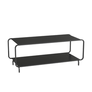 Tavolino da Salotto Færder in Acciaio con Doppio Ripiano 115x50x45 cm Nero opaco [en.casa]