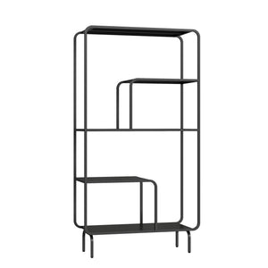 Libreria in Acciaio Færder con Scomparti Aperti 145 x 76 x 33 cm - Nero Opaco [en.casa]