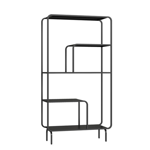 Libreria in Acciaio Færder con Scomparti Aperti 145 x 76 x 33 cm - Nero Opaco [en.casa]