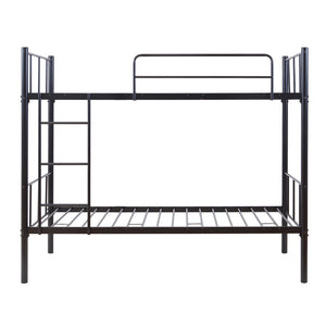 Lit superposé en métal Berimma avec 2 matelas 90 x 200 cm noir [en.casa] 