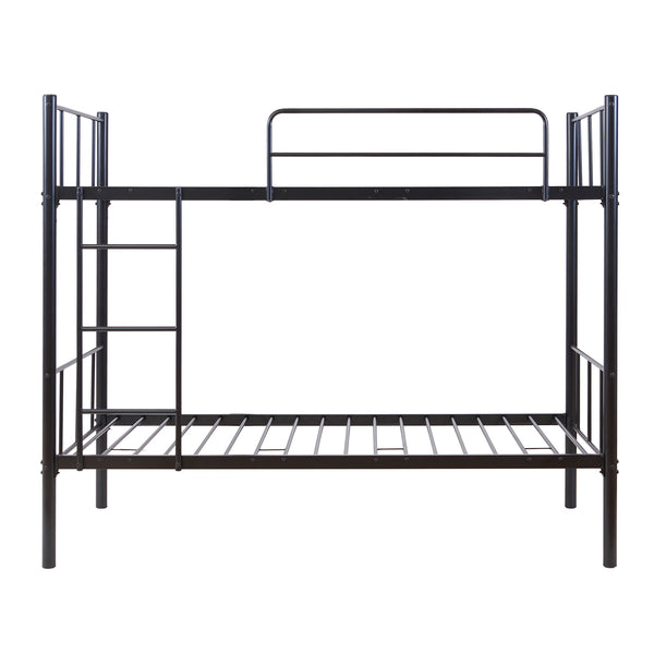Lit superposé en métal Berimma avec 2 matelas 90 x 200 cm noir [en.casa] 