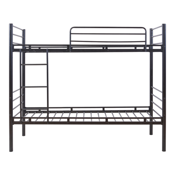 Lit superposé en métal Bevapis avec 2 matelas 90 x 200 cm noir [en.casa] 