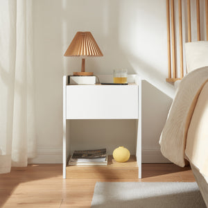 Table de chevet Kuorshare 55 x 42 x 37 cm blanc effet chêne [en.casa]