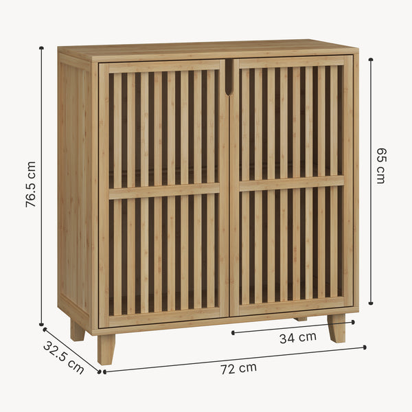 Beistellschrank Sirgerg 77x72x33 cm Bambus Natur [en.casa]