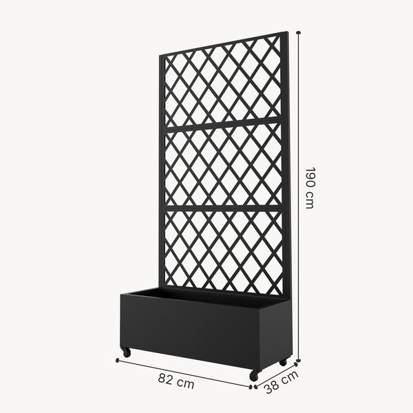 Trennwand Malja mit Blumenkasten Stahl 190x82x38 cm Schwarz [casa.pro]