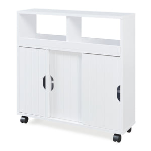 Armadietto Stretto Fadeskimma Mobile Contenitore con Rotelle e 3 Ante 72x70x20 cm Bianco [en.casa] 