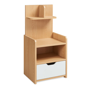 Table de nuit Bordkak avec une étagère 75 x 35 x 30 cm effet chêne / blanc [en.casa]