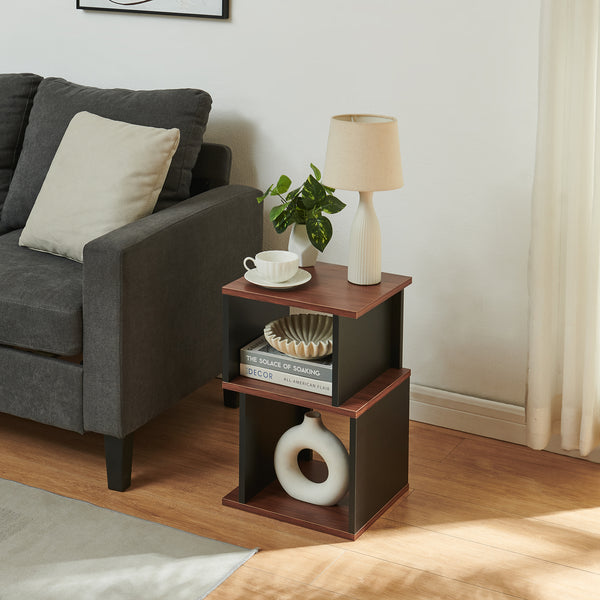Table d'appoint Trond 50 x 33 x 29 cm noir / effet noyer [en.casa]
