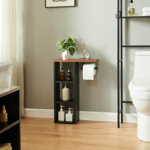 Porte-papier toilette Trond avec 3 compartiments 60 x 40 x 16 cm noir effet noyer [en.casa]