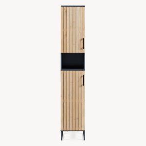 Armoire haute Svanes 170x30x30 cm Gris foncé/Naturel [en.casa]