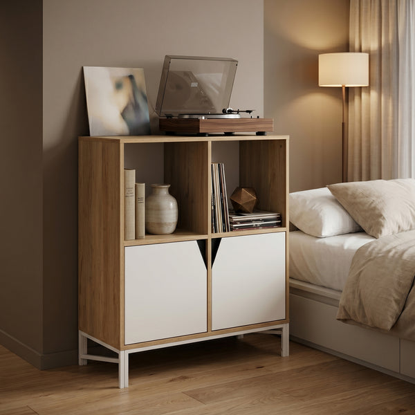 Buffet Kerrköndam 94 x 76 x 40 cm effet chêne blanc [en.casa]