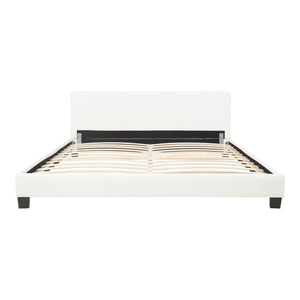 Lit Double Rembourré Albacete Sommier à Lattes Similicuir 160 x 200 cm Blanc Corium