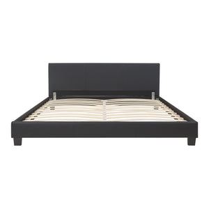 Lit Double Rembourré Albacete Sommier à Lattes Similicuir 160 x 200 cm Noir Corium