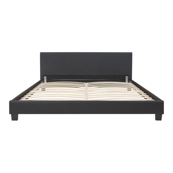 Lit Double Rembourré Albacete Sommier à Lattes Similicuir 160 x 200 cm Noir Corium