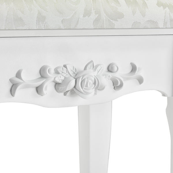 [en.casa] Coiffeuse Table de Maquillage avec 1 Miroir Inclinable et 4 Tiroirs et 1 Tabouret Confortable MDF et Bois 141 x 75 x 40 cm Blanc