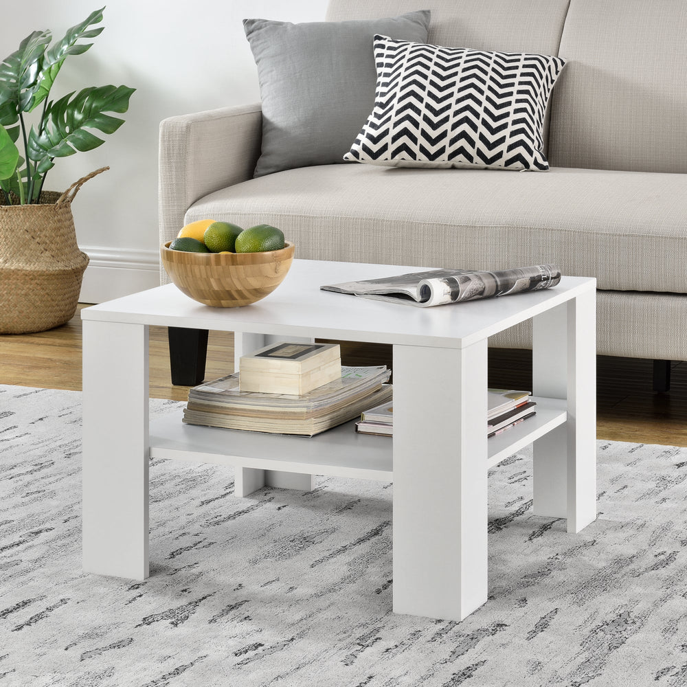 Tavolino da salotto Aachen 60x60x40 cm con ripiano Bianco en.casa - premiumXL
