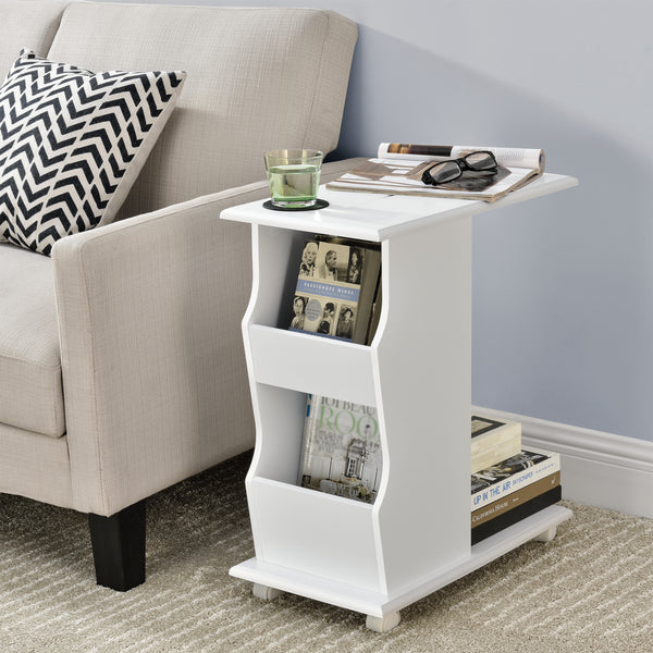 Table Basse Kungälv à roulettes 53 x 30 x 63 cm blanc [en.casa]