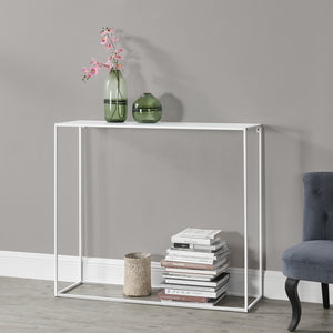 [en.casa] Tavolo a Consolle da Ingresso/Soggiorno/Corridoio 95 x 110 x 32 cm Mobile di Appoggio in Metallo - Bianco