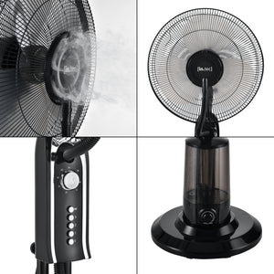 Ventilatore a Piantana con Nebulizzatore con 3 Velocitá e Modalitá Oscillazione con Inclinazione Testa Motore 75W Timer a 60 min. - Nero