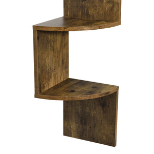 Étagère d'Angle en Forme Zigzag Meuble de Rangement Murale Capacité de Charge Jusqu'à 15 kg 123 x 19,5 x 19,5 cm MDF Mat Laqué Noix [en.casa]