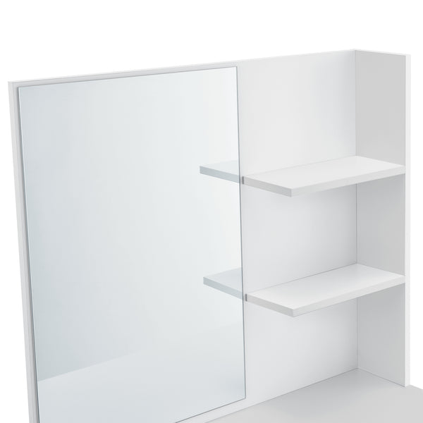 Frisierkommode Rustenburg 141x75x40 cm mit Spiegel und Schublade Weiß en.casa