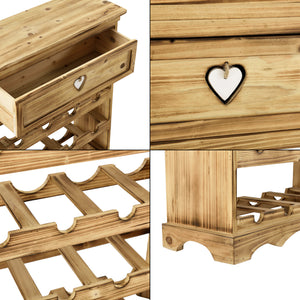 Weinregal Mosel 86x55x22 cm für 16 Flaschen mit Schublade en.casa