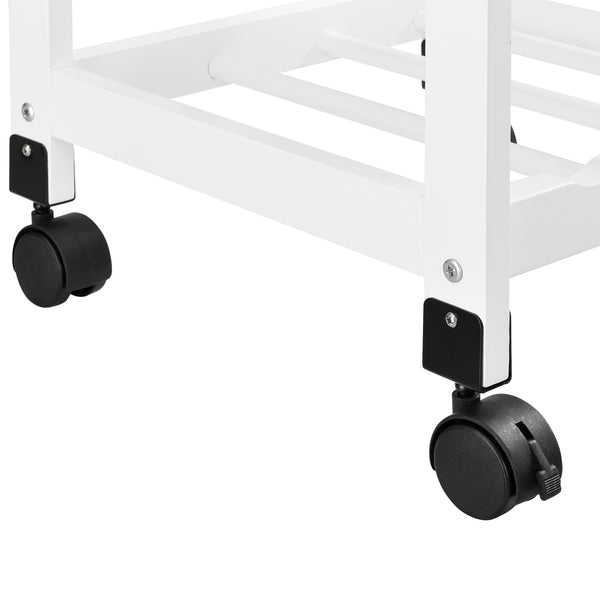 Chariot de Service Chariot de Cuisine Chariot Roulant Desserte avec Tiroir Roulettes Vérouillables MDF Plastique 76 x 37 x 37 cm Bois Naturel Blanc [en.casa]