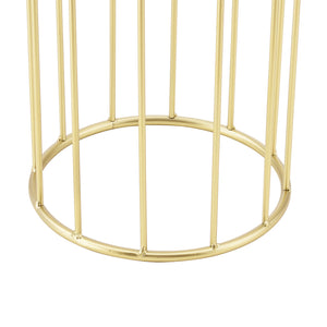 Set di 2 Portavasi in Metallo Supporto per Piante in 2 Misure Diverse con Coprivaso Nero e Base di Forma Rotonda in Color Oro 