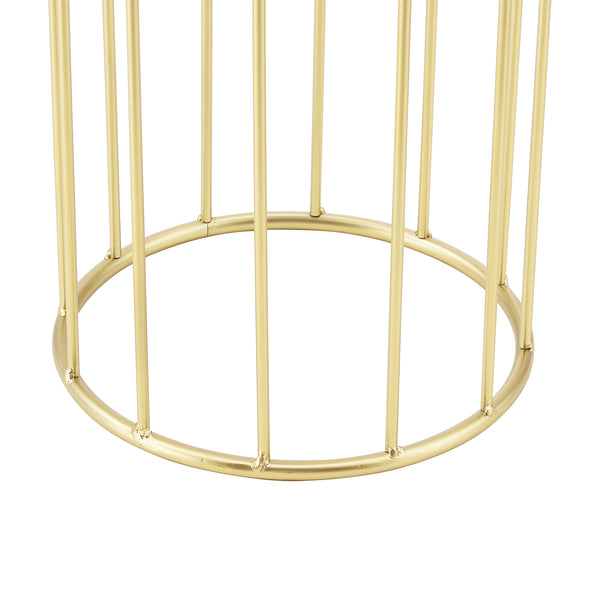 Set di 2 Portavasi in Metallo Supporto per Piante in 2 Misure Diverse con Coprivaso Nero e Base di Forma Rotonda in Color Oro 
