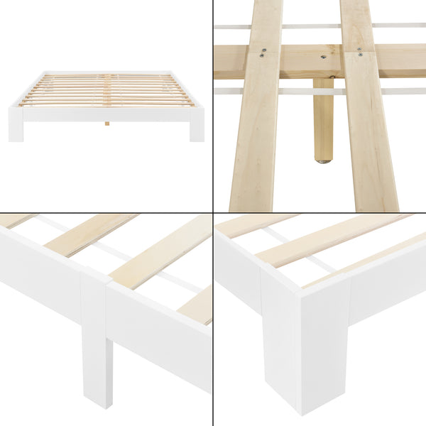 Letto in Legno di Pino con Materasso a Schiuma Fredda 90/100/120/140/160/180 x 200 cm Letto Singolo/Francese/Matrimoniale in Design Minimal - Vari Colori