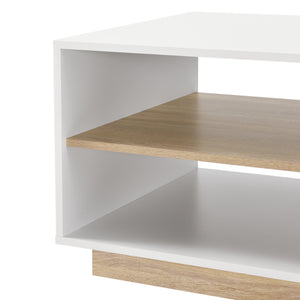 Table Basse avec Étagère de Stockage Trelleborg 46 x 100 x 60 cm Blanc Chêne [en.casa]