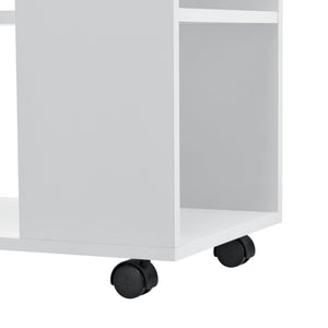 Couchtisch Älvdalen 60x70x35 cm zusätzliche Ablage u. feststellbaren Rollen Weiß en.casa