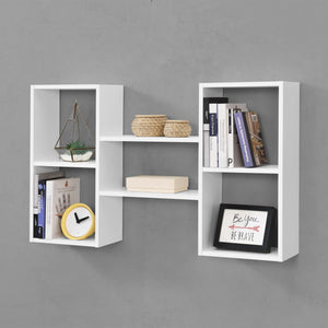 Mensola a Parete Lillesand con 5 Vani Ripiani Portaoggetti 101 x 18 x 60 cm - Bianco Opaco [en.casa]

