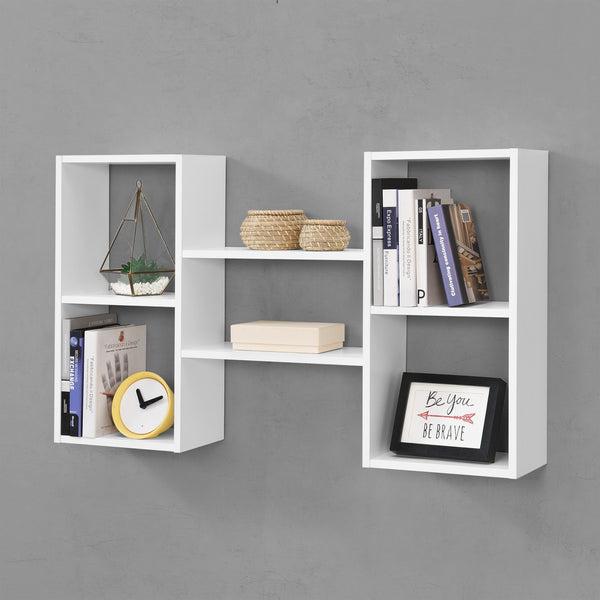 Mensola a Parete Lillesand con 5 Vani Ripiani Portaoggetti 101 x 18 x 60 cm - Bianco Opaco [en.casa]

