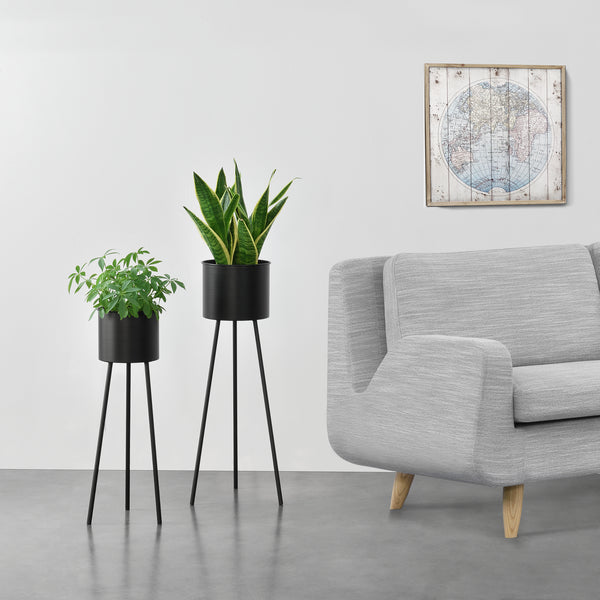 Cache-Pot Dalhem Métal Tailles Différentes Noir [en.casa]