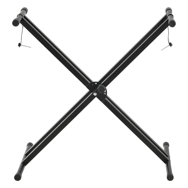 Support Double pour Clavier à Sangles Troués avec Banquette Stand Solide et Siège Pliables pour Piano Numérique Table de Mixage Hauteur et Largeur Réglables Capacité de Charge 25 kg Fer Noir [en.casa]