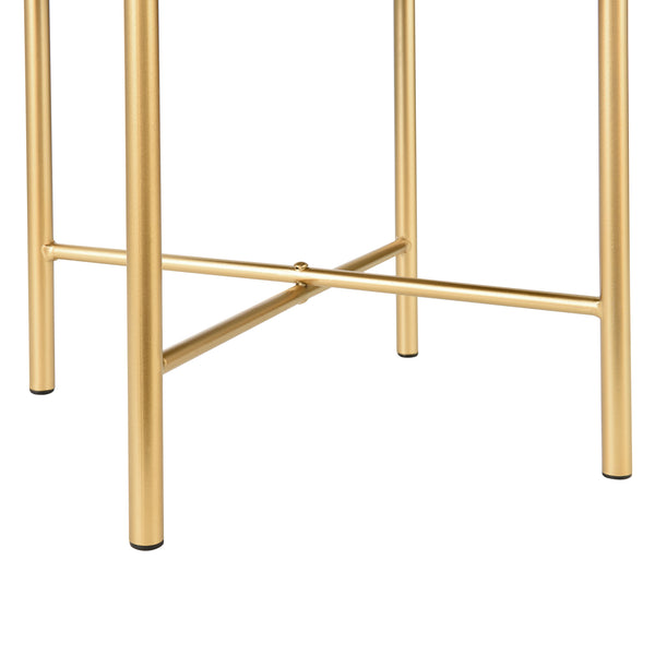 Tabouret Rembourré Rond Kungälv 44 x 35 cm [en.casa]