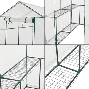 Gewächshaus Oosterhout mit Ablagen 120x186x190cm Transparent [en.casa]