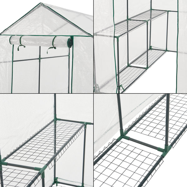 Gewächshaus Oosterhout mit Ablagen 120x186x190cm Transparent [en.casa]