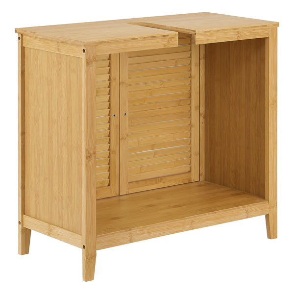 Meuble sous lavabo Värmdö avec 2 portes en bambou 60 x 67 x 30 cm [en.casa]
