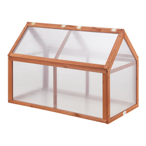 Châssis de jardin Duiven toiture relevable à 2 pans en polycarbonate et pin 100 x 55 x 41-70 cm  [casa.pro]