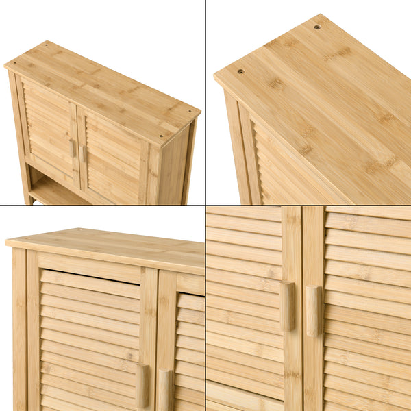 Armadietto Pensile da Bagno 'Tyresö' con Barra Portaasciugamano e Scomparto - Bambù [en.casa]