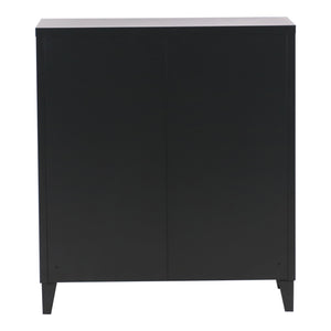 Casier de bureau métallique Oripää à 2 portes 90 x 80 x 33 cm noir mat [en.casa]