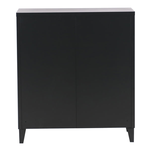 Casier de bureau métallique Oripää à 2 portes 90 x 80 x 33 cm noir mat [en.casa]