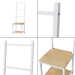 Servomuto 'Juuka' con Seduta - Portasciugamano con Ripiani - Bambù - Bianco/Effetto Legno [en.casa] 