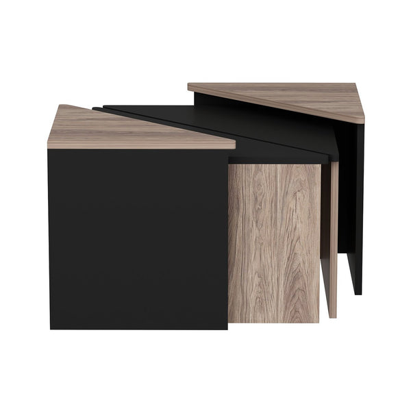 Couchtisch-Set Frederikshavn 4 tlg. Eicheoptik / Schwarz [en.casa]