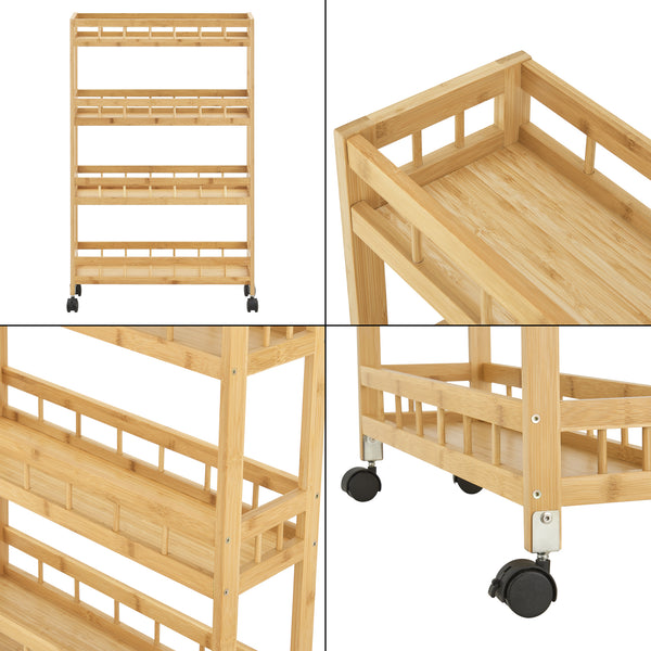 Chariot de rangement Pyhäjoki à 4 niveaux 96 x 60 x 18 cm [en.casa]