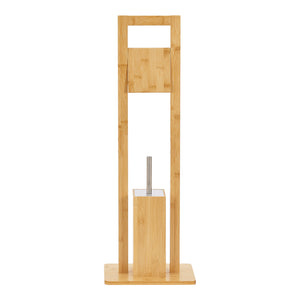 Porte papier toilette sur pied Västerås avec brosse bambou [en.casa]