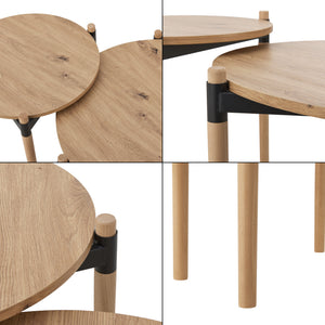 Table basse Kristinestad à double plateaux en bois de pin [en.casa]