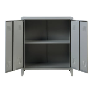 Casier de bureau métallique Oripää à 2 portes 90 x 80 x 33 cm gris foncé [en.casa]